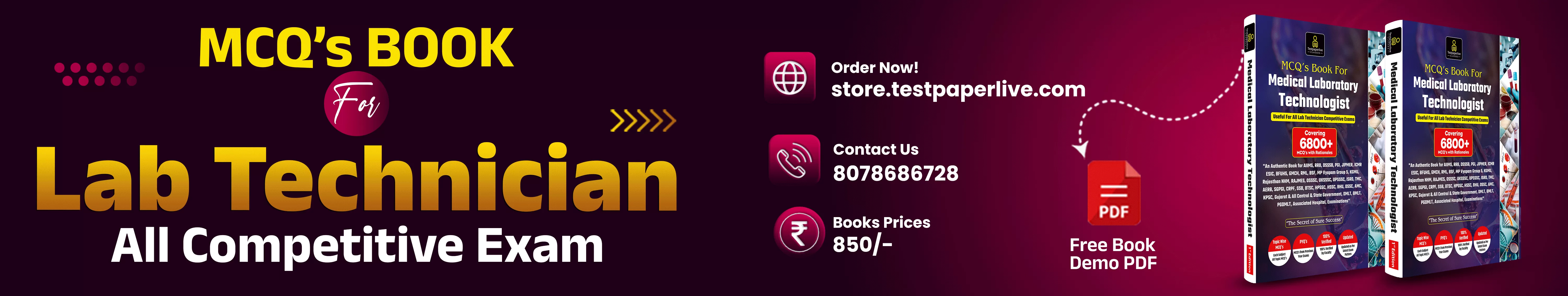 Testpaperlive Lab Technician Competitive Exam MCQ's Book