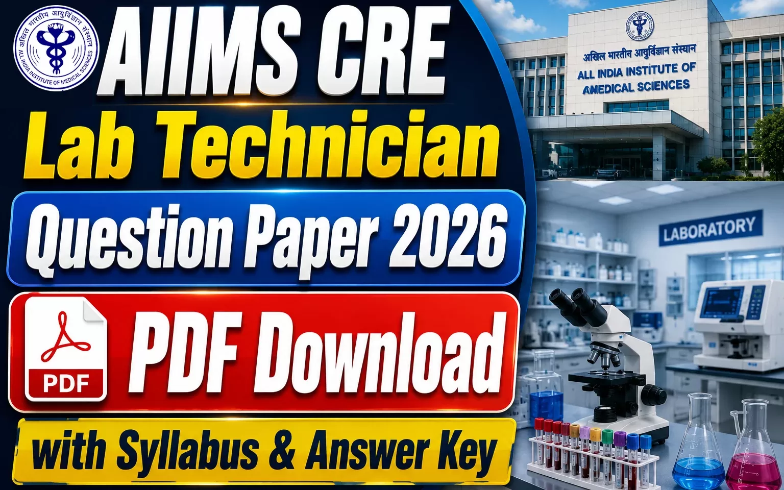 AIIMS CRE Lab Technician Question Paper 2026 PDF Download