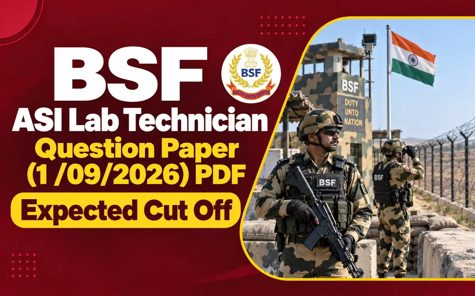 BSF ASI Lab Technician Question Paper 2026 PDF