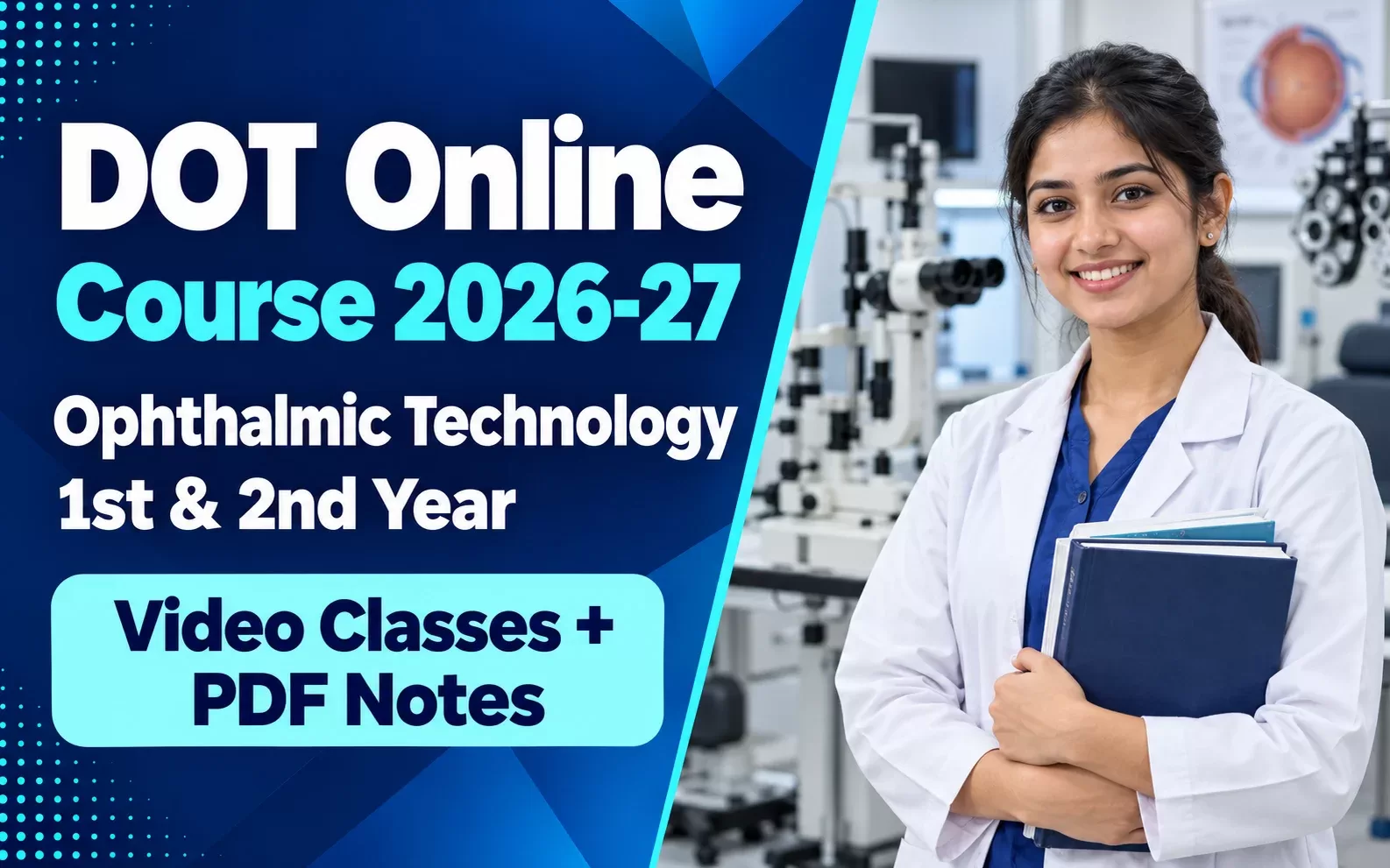 DOT Online Course 2026-27: Ophthalmic Technology 1st & 2nd Year Video Classes + PDF Notes